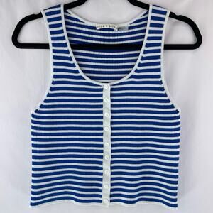 Alice + Olivia Daryn Stripe Button-Front Tank Size XL